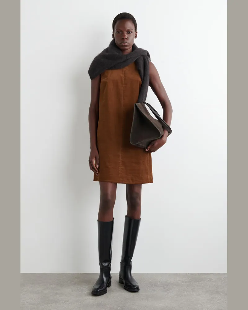 COS Etuikleid Aus Cord In Minilänge Braun