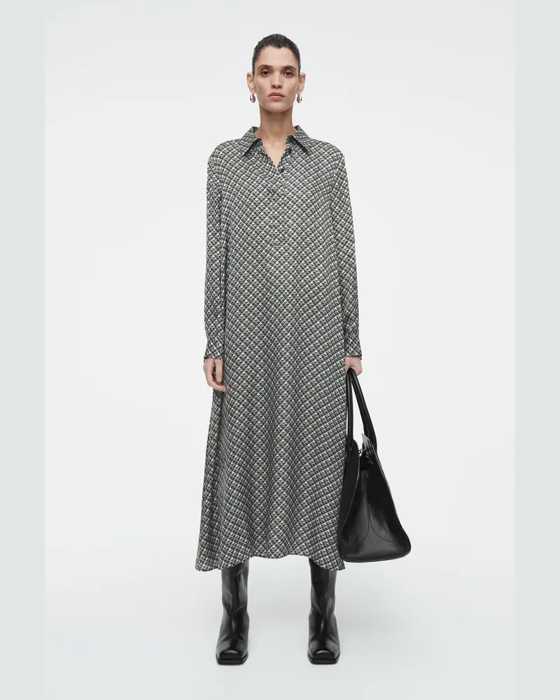 COS Maxi-Hemdblusenkleid Mit Geometrischem Print Mehrfarbig