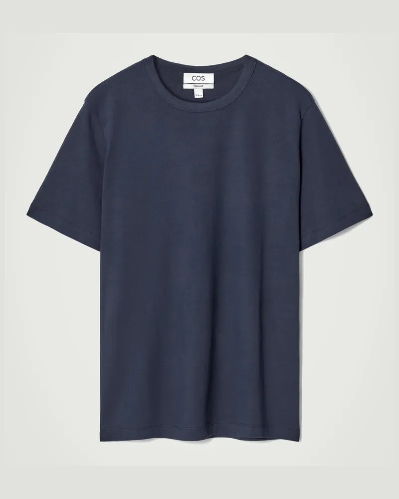 COS T-Shirt Aus Gebürsteter Baumwolle Blau