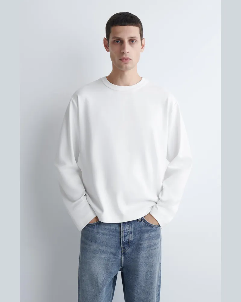 COS Lockeres Langarmshirt Aus Jersey Weiß