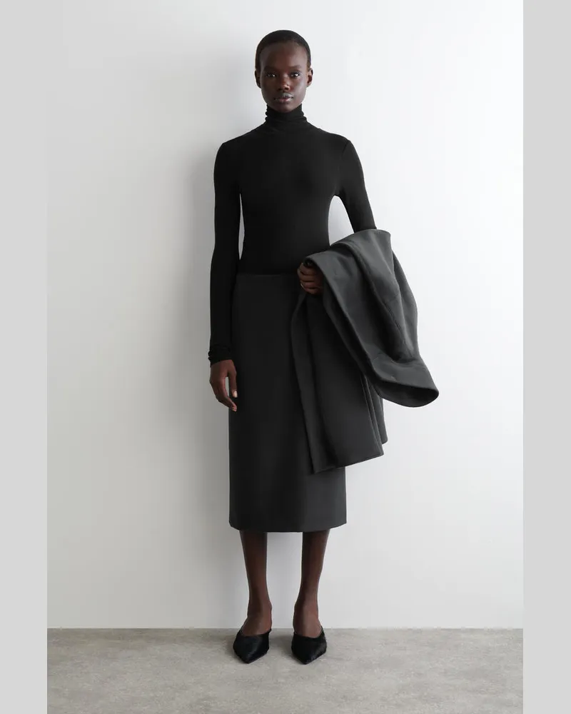 COS Bleistiftrock Aus Woll-Zibeline Grau