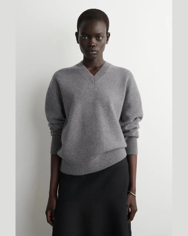 COS Wollpullover Mit V-Ausschnitt Grau