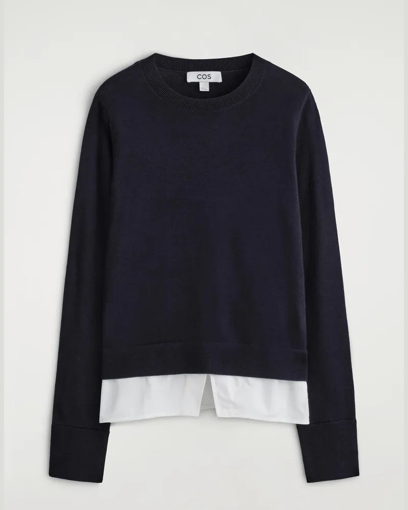 COS Mehrlagiger Pullover Aus Merinowolle Blau