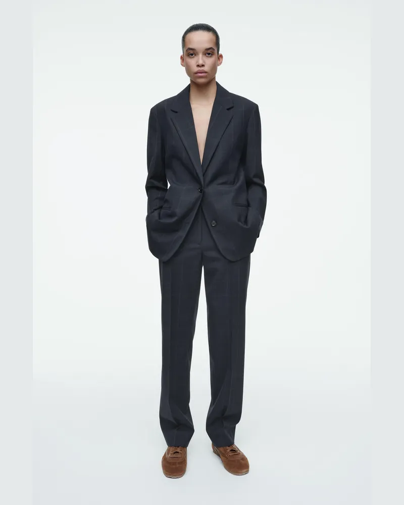 COS Hose Mit Geradem Bein Und Windowpane-Karo Blau