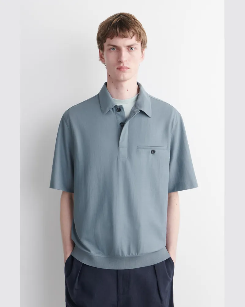 COS Fliessendes Polohemd Aus Jersey Blau