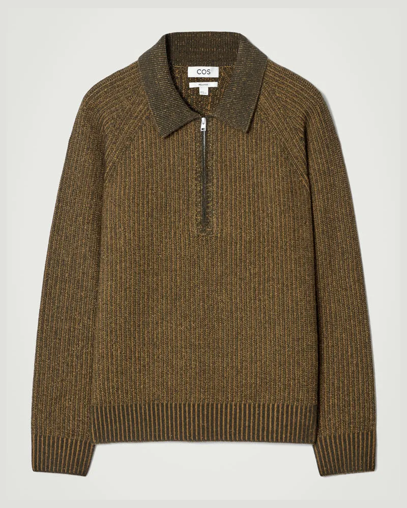 COS Pullover Aus Merinowoll-Yak-Mix Mit Kragen Gelb