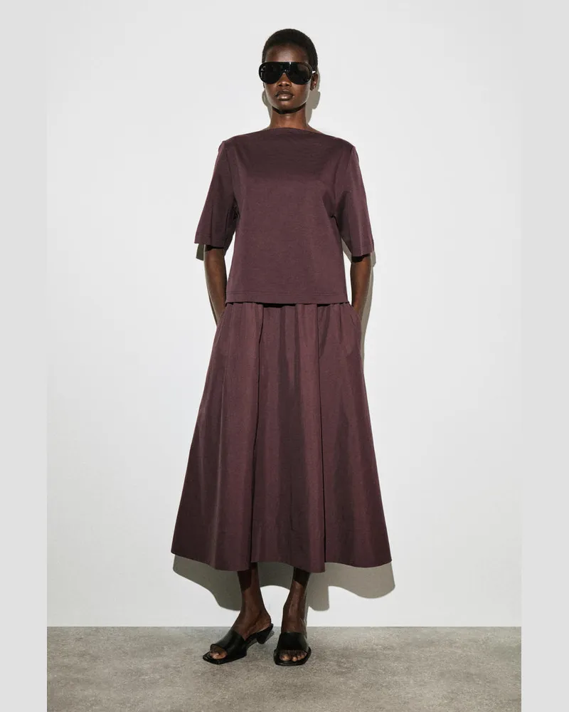 COS Midikleid Mit U-Boot-Ausschnitt Und Kontrastpartie Rot