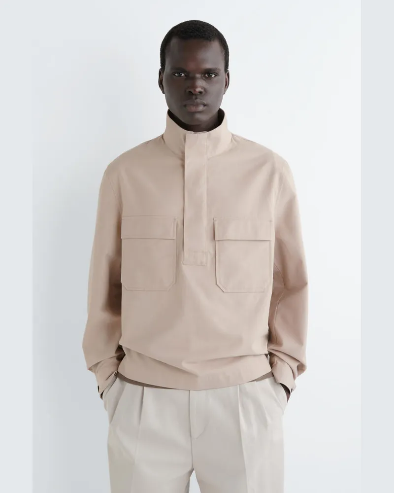 COS Hemdjacke Aus Baumwoll-Twill Mit Reissverschluss Beige