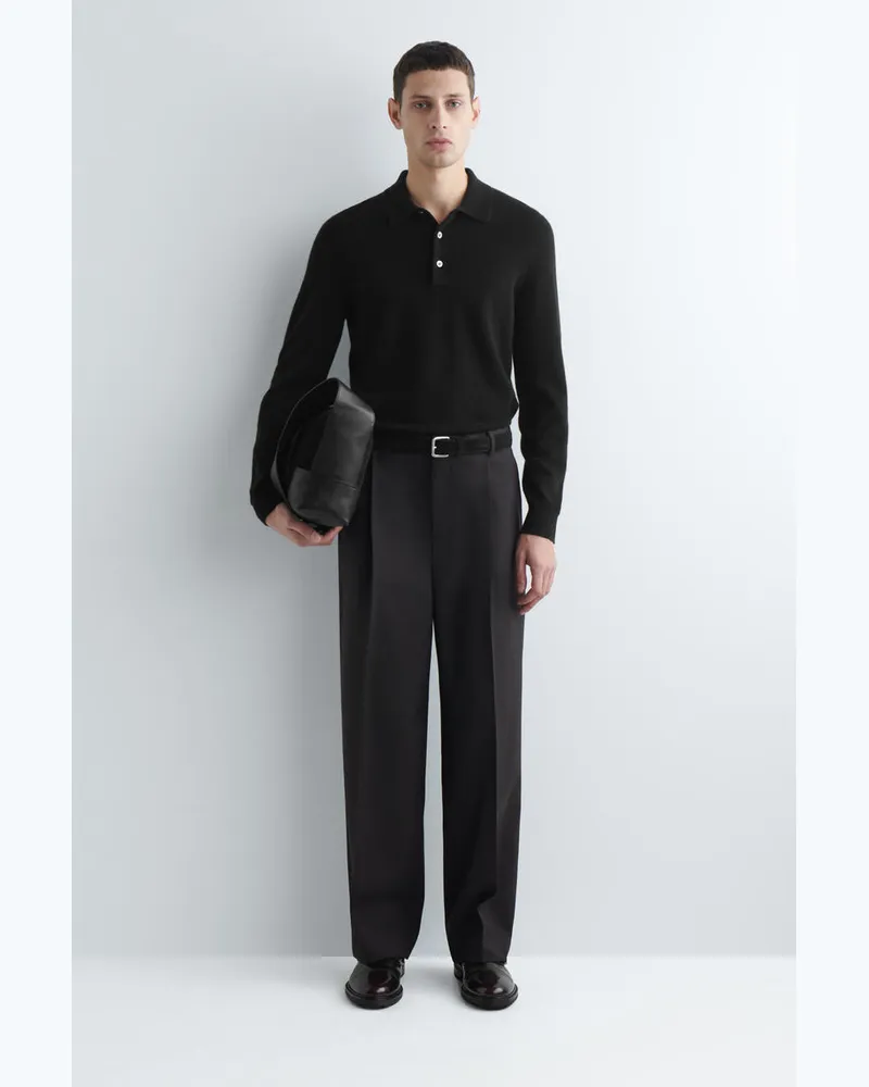 COS Pleated Wool Trousers Grau