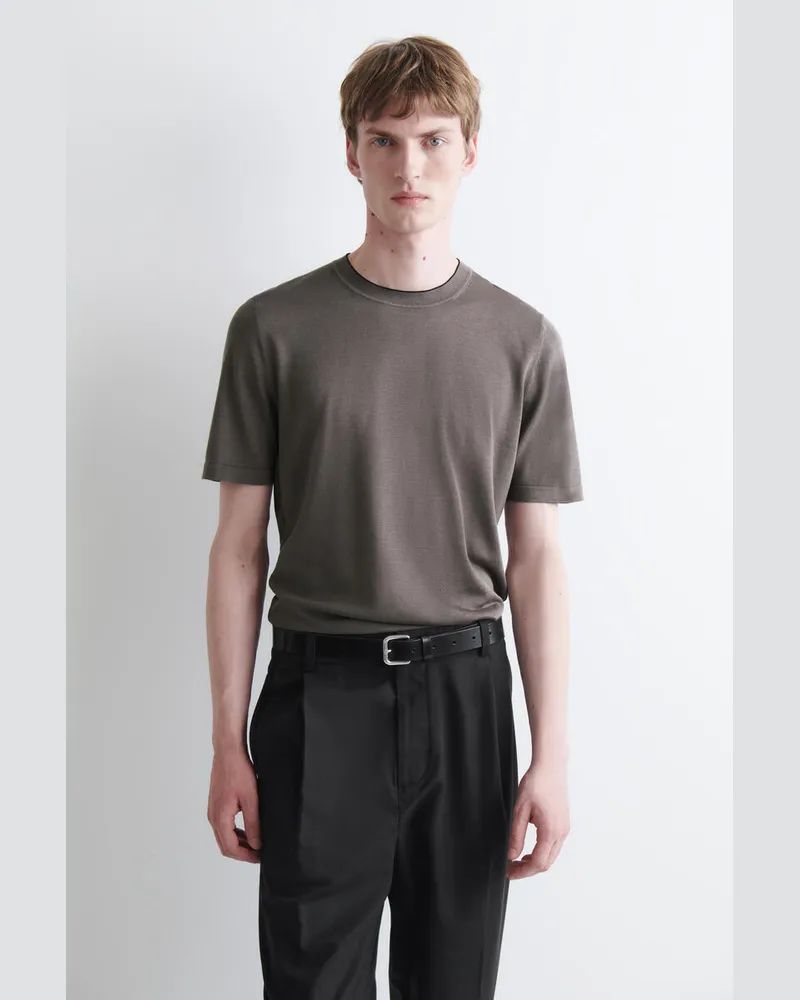 COS T-Shirt Aus Seiden-Baumwoll-Mix Braun