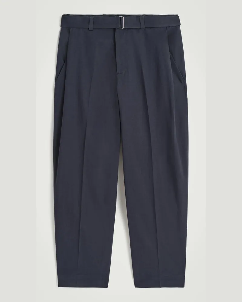 COS Schmal Zulaufende Baumwollhose Mit Gürtel Blau