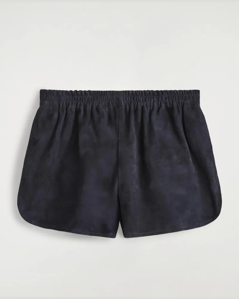 COS Shorts Aus Veloursleder Mit Elastischem Bund Grau
