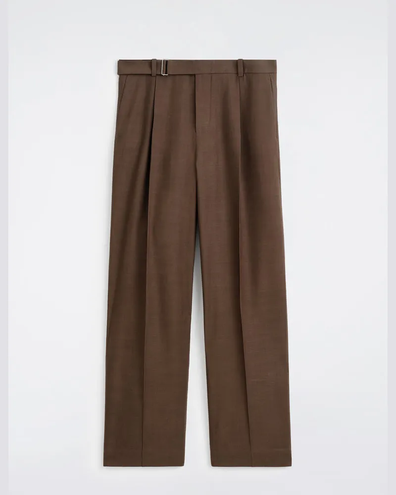 COS Lockere Leinenhose Mit Weitem Bein Und Gürtel Braun