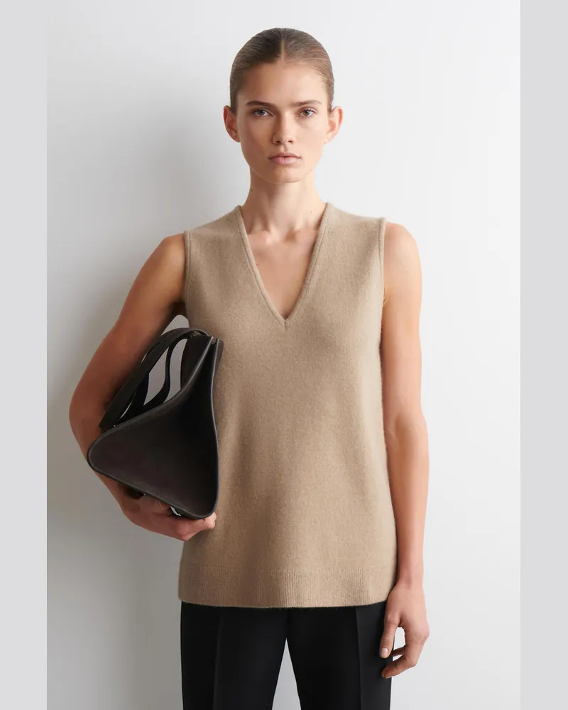 COS Tunika-Pullunder Aus Wolle Mit V-Ausschnitt Beige