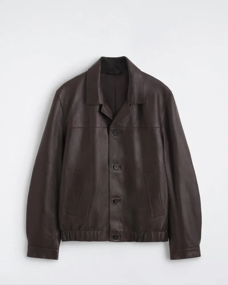 COS Bomberjacke Aus Leder Mit Blazersilhouette Braun