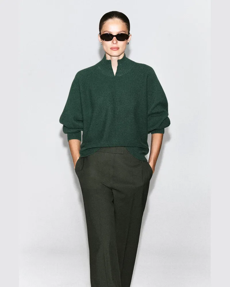 COS Pullover Aus Kochwolle Mit Trichterkragen Grün