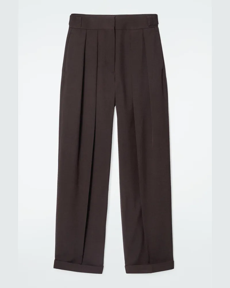 COS Schmal Zulaufende Hose Aus Woll-Mix Mit Falten Braun