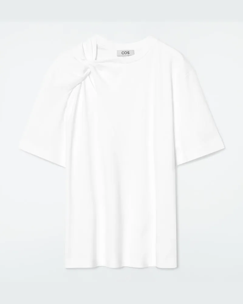 COS T-Shirt Mit Twist-Detail Am Ausschnitt Weiß