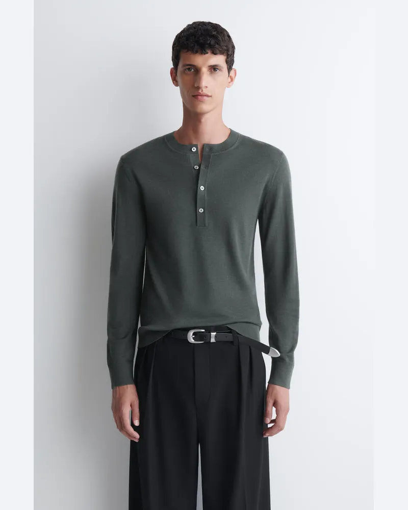 COS Schmales Henley-Oberteil Aus Merinowolle Grau