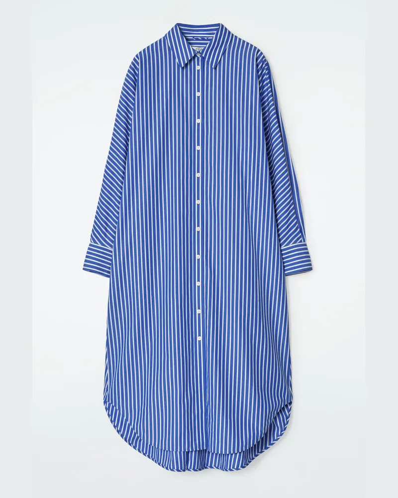 COS Lockeres Hemdkleid Aus Baumwolle Blau