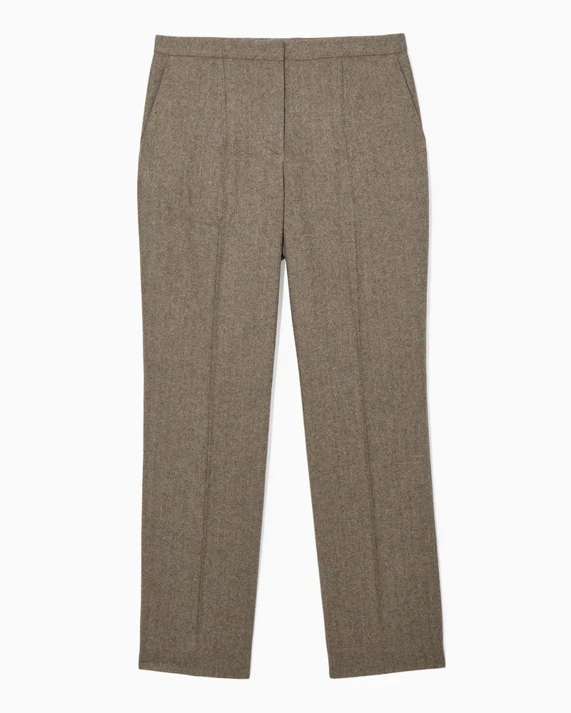 COS Wollhose Mit Geradem Bein Und Fischgrätmuster Braun