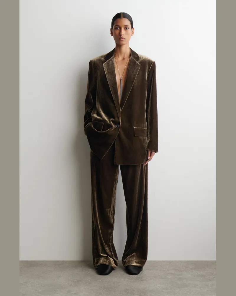 COS Samthose Mit Geradem Bein Und Elastischem Bund Braun