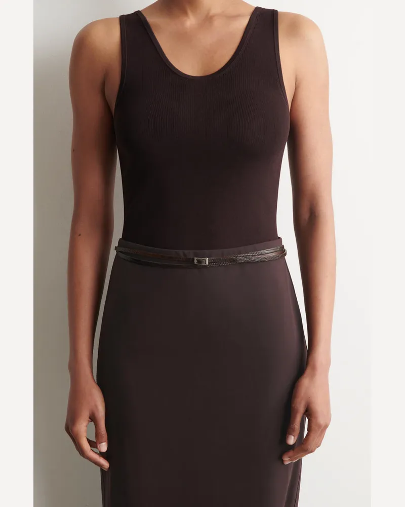 COS Schmaler Doppelt Umgehender Ledergürtel Braun