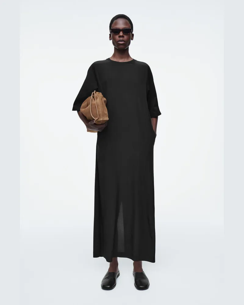 COS T-Shirt-Kleid Aus Seide In Midilänge Schwarz