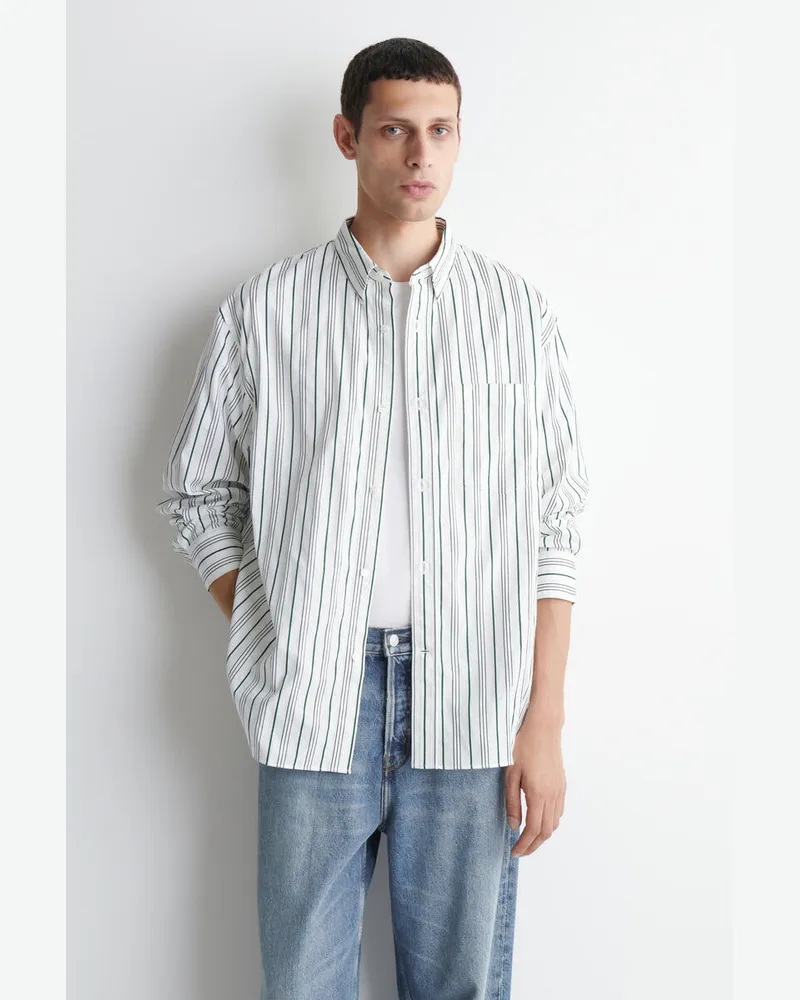 COS Oversized-Hemd Aus Baumwoll-Popeline Mit Streifen Weiß