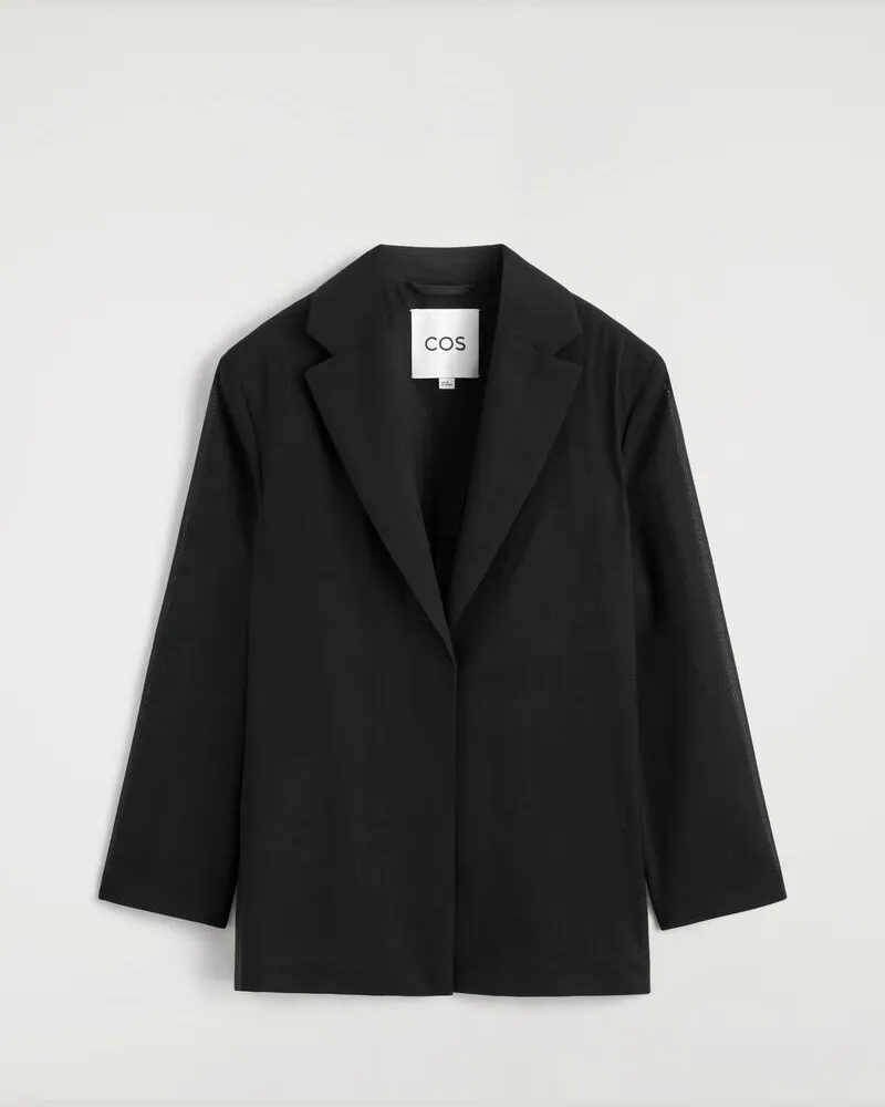 COS Fluid Wool-Voile Blazer Schwarz