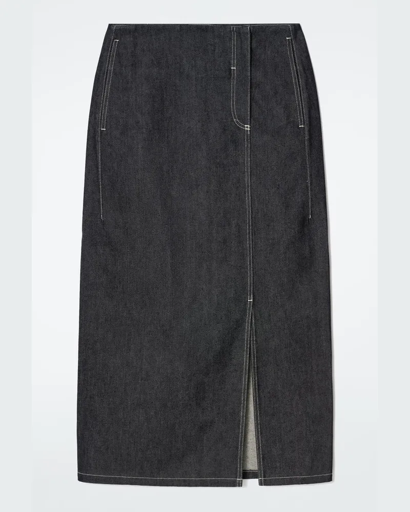 COS Gerade Geschnittener Midirock Aus Denim Blau