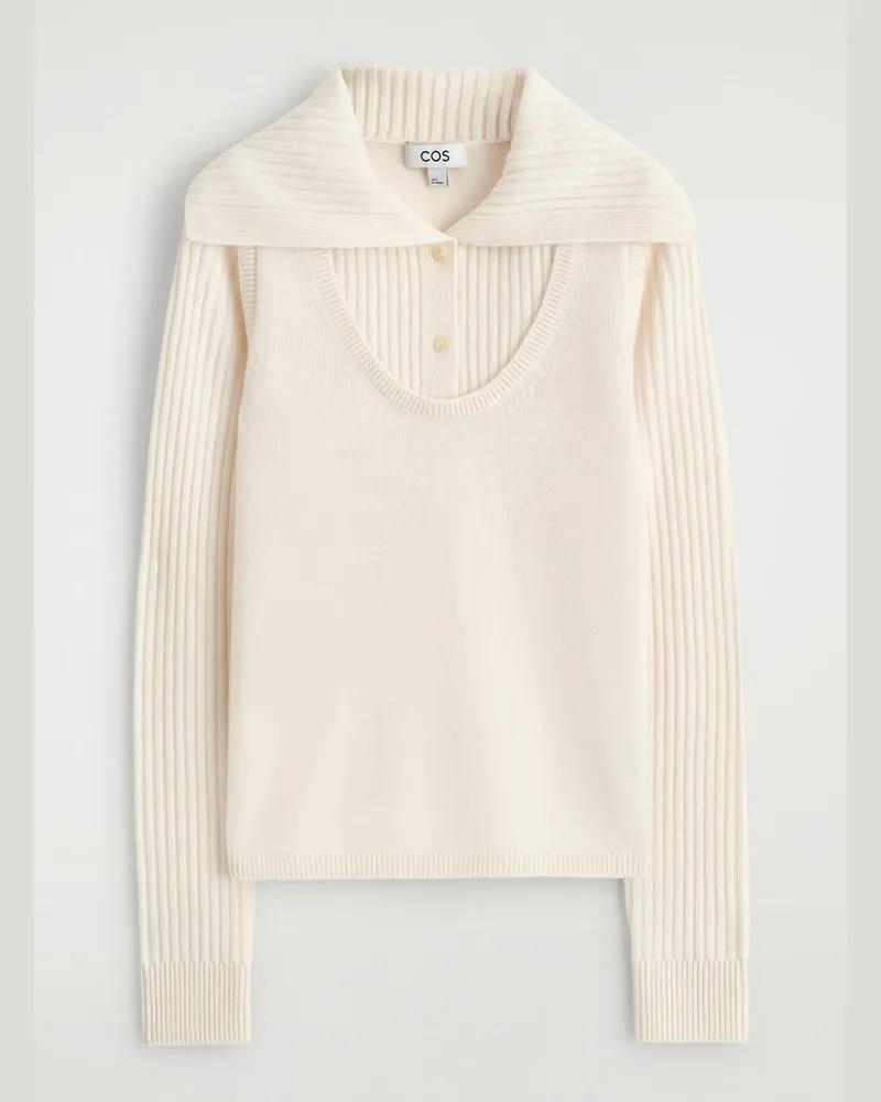 COS Mehrlagiger Pullover Aus Merinowolle Weiß