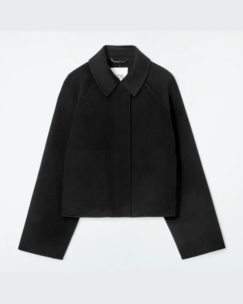COS Kurze Jacke Aus Doubleface-Wolle Schwarz