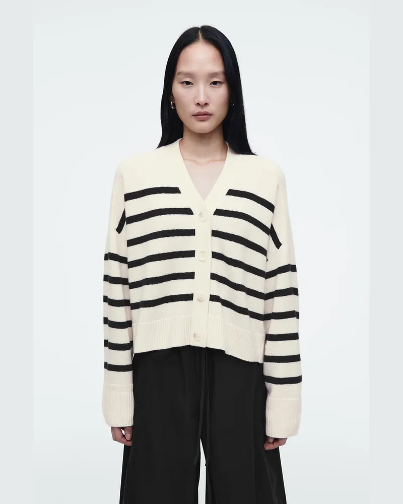 COS Strickjacke Aus Merinowolle Mit V-Ausschnitt Weiß