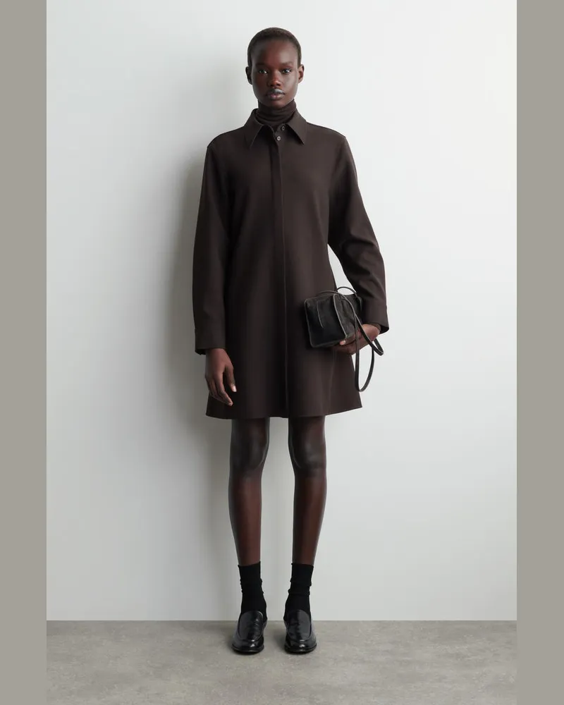 COS Langärmliges Hemdkleid In Minilänge Braun