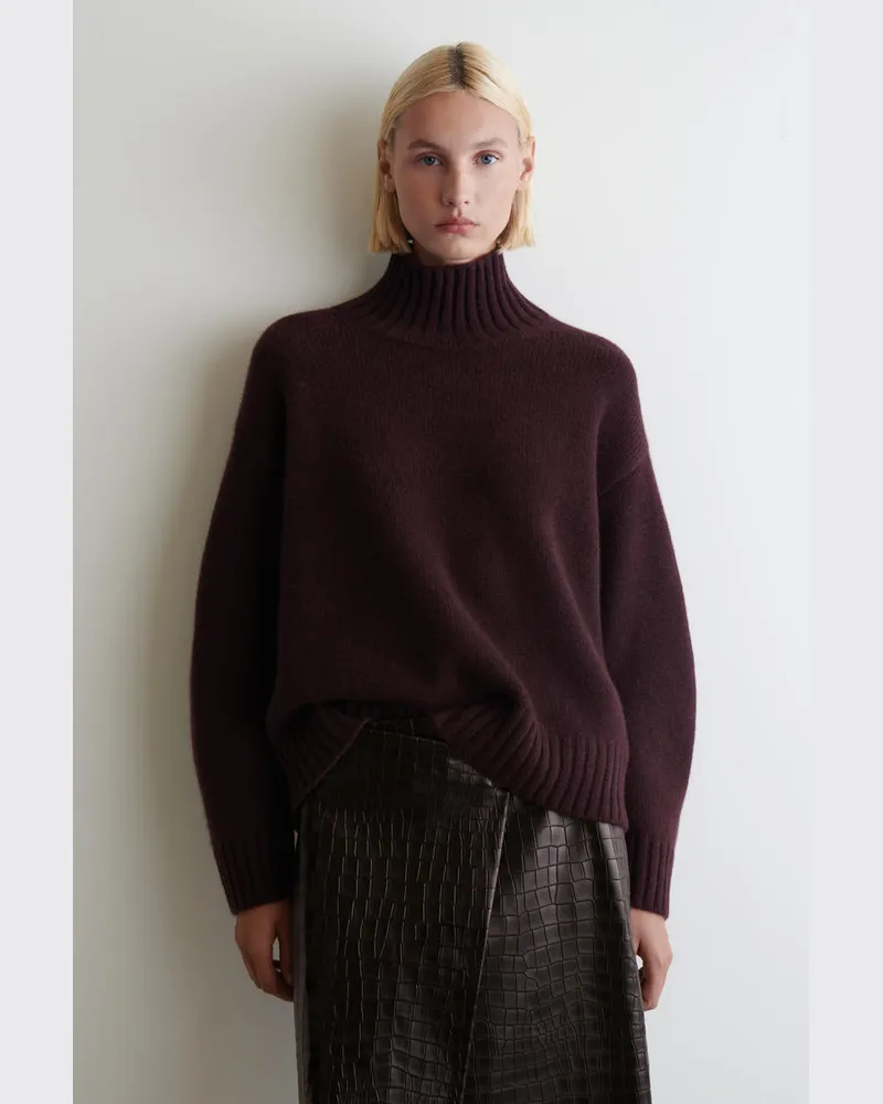 COS Kaschmirpullover Mit Stehkragen Rot
