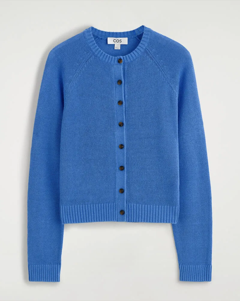 COS Strickjacke Aus Leinen Blau