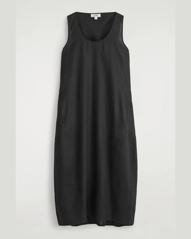 COS Maxikleid Aus Leinen Mit Elastischem Saum Schwarz