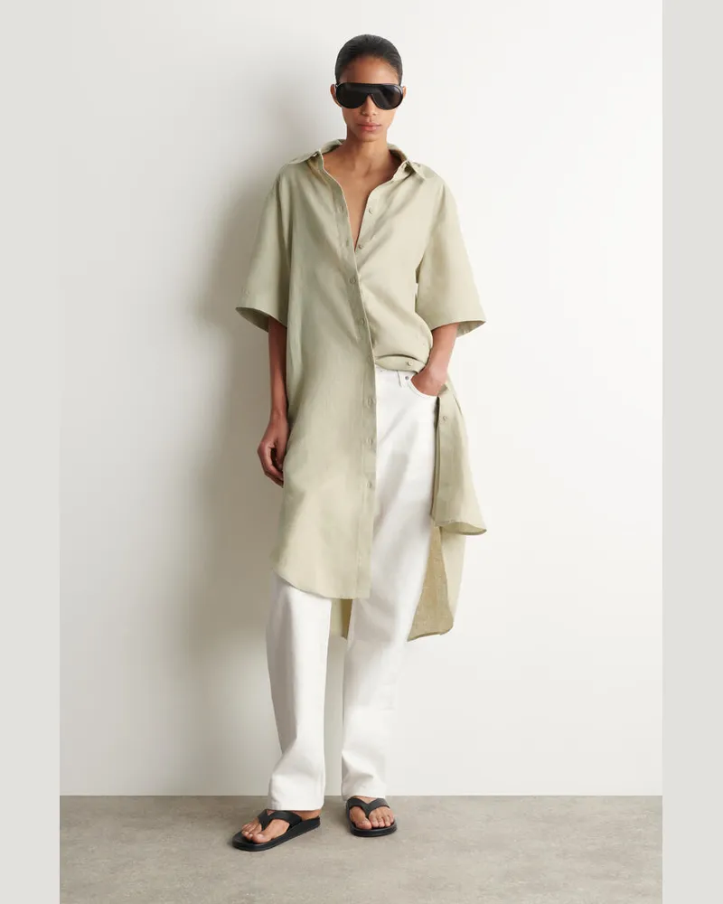 COS Hemdkleid Aus Leinen Mit Kurzen Ärmeln Beige