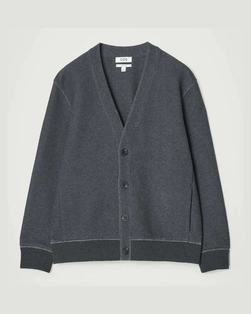 COS Strickjacke Aus Scuba-Jersey Mit V-Ausschnitt Grau