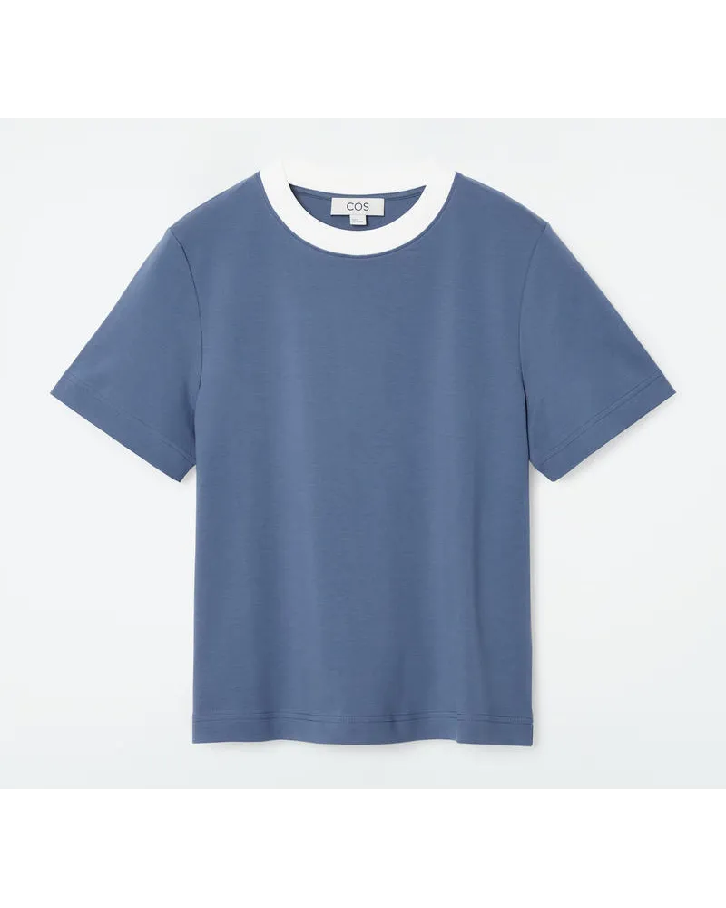 Cos Schlichtes T-Shirt Stahlblau