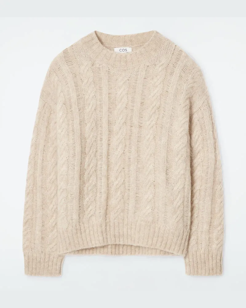 COS Mohairpullover Mit Zopfmuster Beige