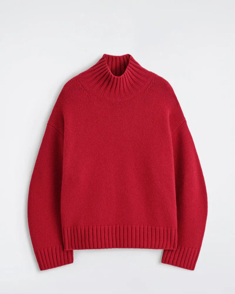 COS Kaschmirpullover Mit Stehkragen Rot