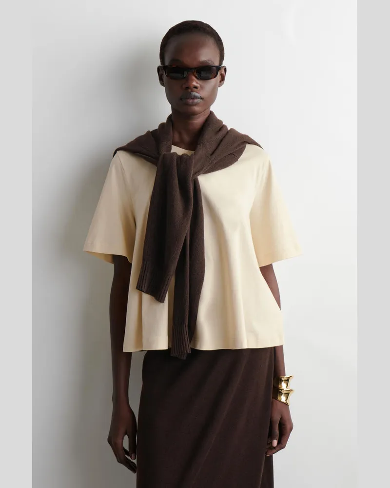 COS Lockeres Trapezförmiges T-Shirt Gelb