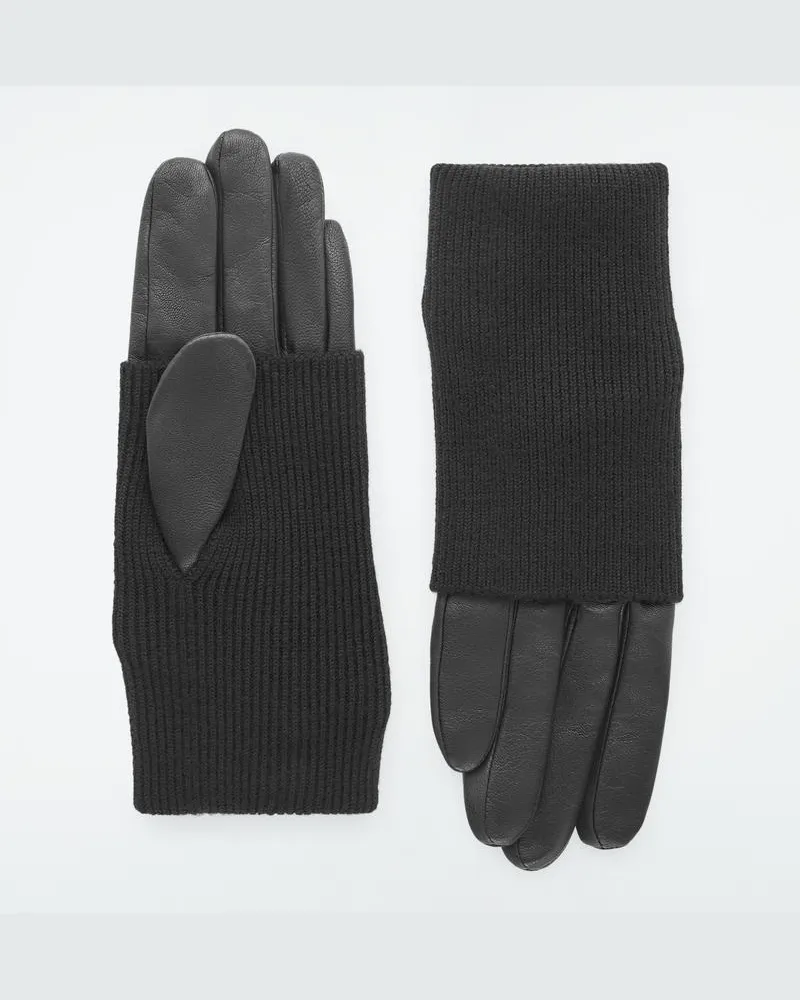 COS Mehrlagige Lederhandschuhe Schwarz