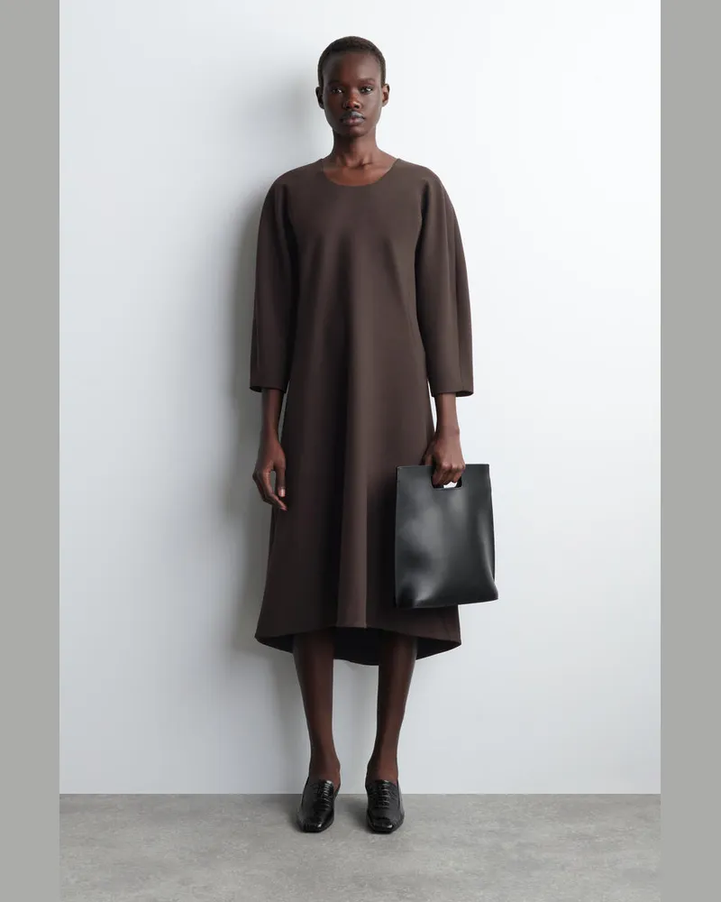 COS Skulpturales Midikleid Mit Langen Ärmeln Braun