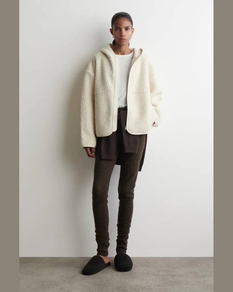 COS Hooded Teddy Jacket Weiß