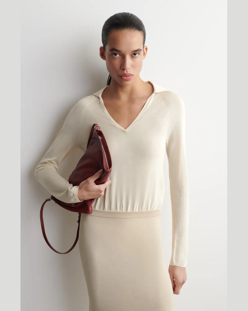 COS Transparenter Seiden-Kaschmir-Strickbody Weiß