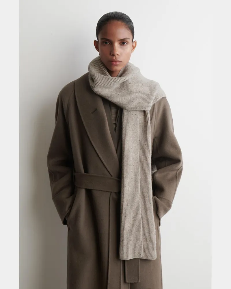 COS Gerippter Schal Aus Woll-Kaschmir-Mix Beige