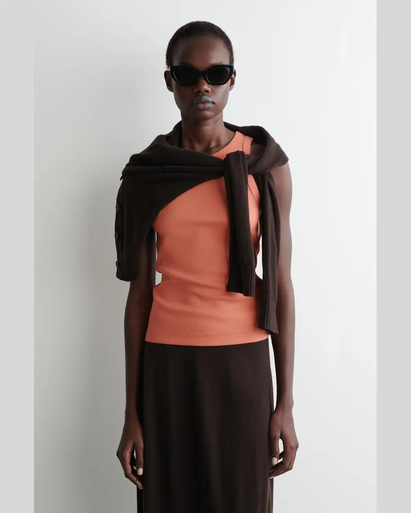 COS Geripptes Tanktop Orange